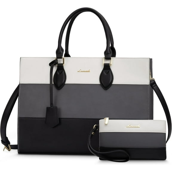 Lovevook Vintage Handbag Purses, Large Laptop Tote Bag for Women Fit 15.6 Inch Laptop, Tote Bag, Waterproof Pu Leather Work Bags for Elegance Ladies