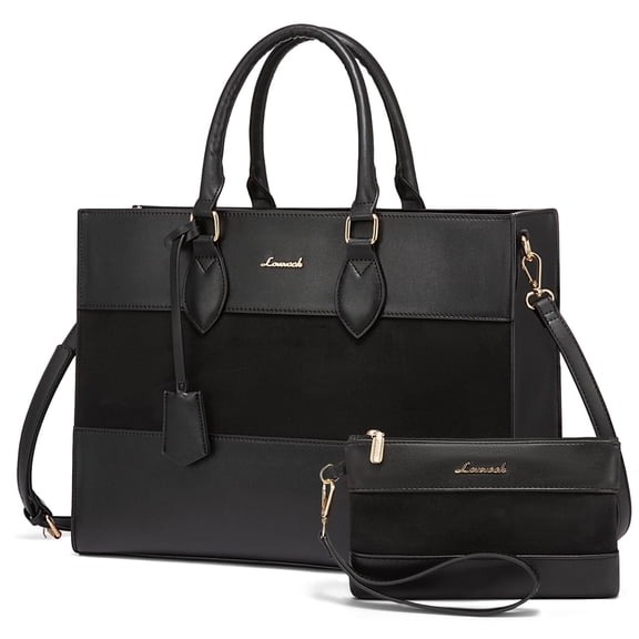 Lovevook Vintage Handbag Purses, Large Laptop Tote Bag for Women Fit 15.6 Inch Laptop, Tote Bag, Waterproof Pu Leather Work Bags for Elegance Ladies