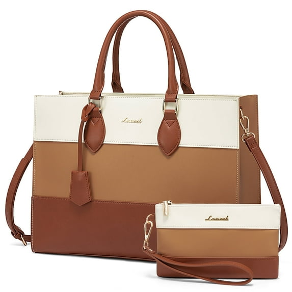 Lovevook Vintage Handbag Purses, Large Laptop Tote Bag for Women Fit 15.6 Inch Laptop, Tote Bag, Waterproof Pu Leather Work Bags for Elegance Ladies