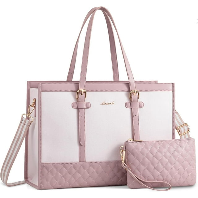Lovevook Tote Work Bag for Women, Canvas Tote Laptop Bag 15.6" Fashion Large Handbag with Clutch Purse Daily for Office College Teacher Travel