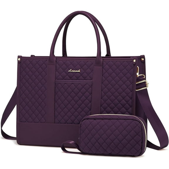 Lovevook Tote Work Bag for Women, Canvas Tote Laptop Bag 15.6" Fashion Large Handbag with Clutch Purse Daily for Office College Teacher Travel