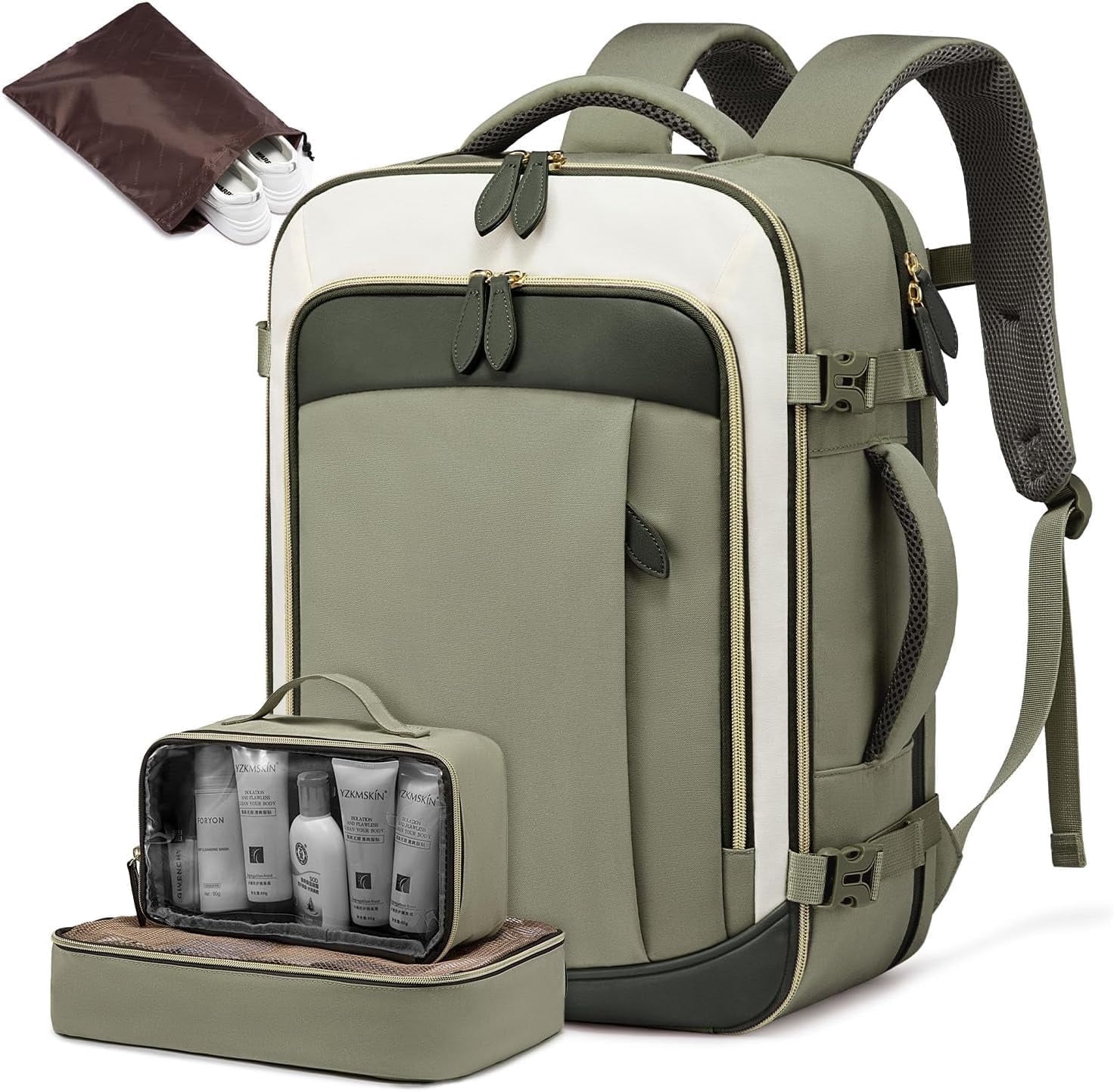 Lovevook Travel Backpack, 40L Carry-on Luggage Backpack Airplane Approved Size, Person Item Bag Business Weekender Overnight Bag with 3 Cubes