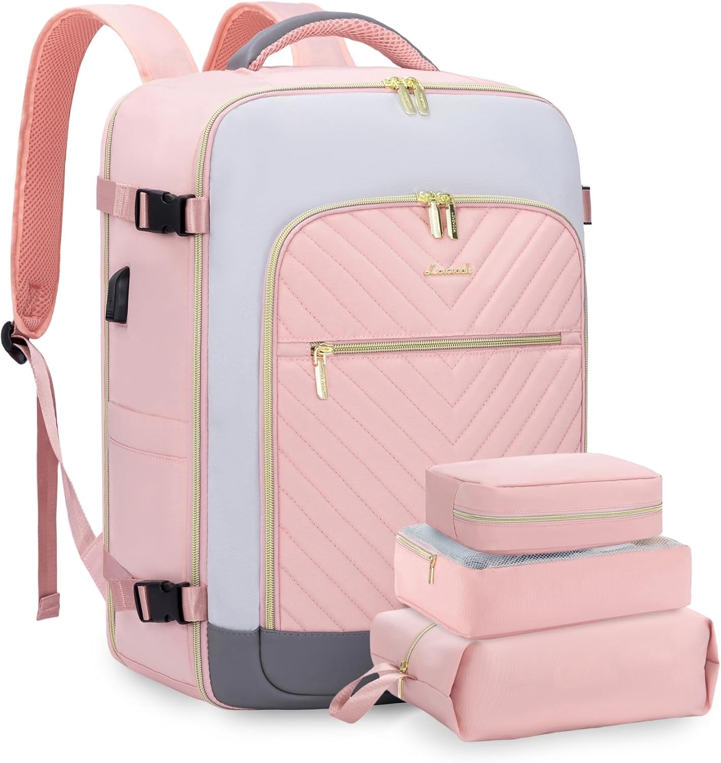 Lovevook Travel Backpack Men Women, 40L Expandable Carry-On Luggage Backpack Set Airline Approved, Larger Personal Item Travel Bag Suitcase Weekender Overnight Bag