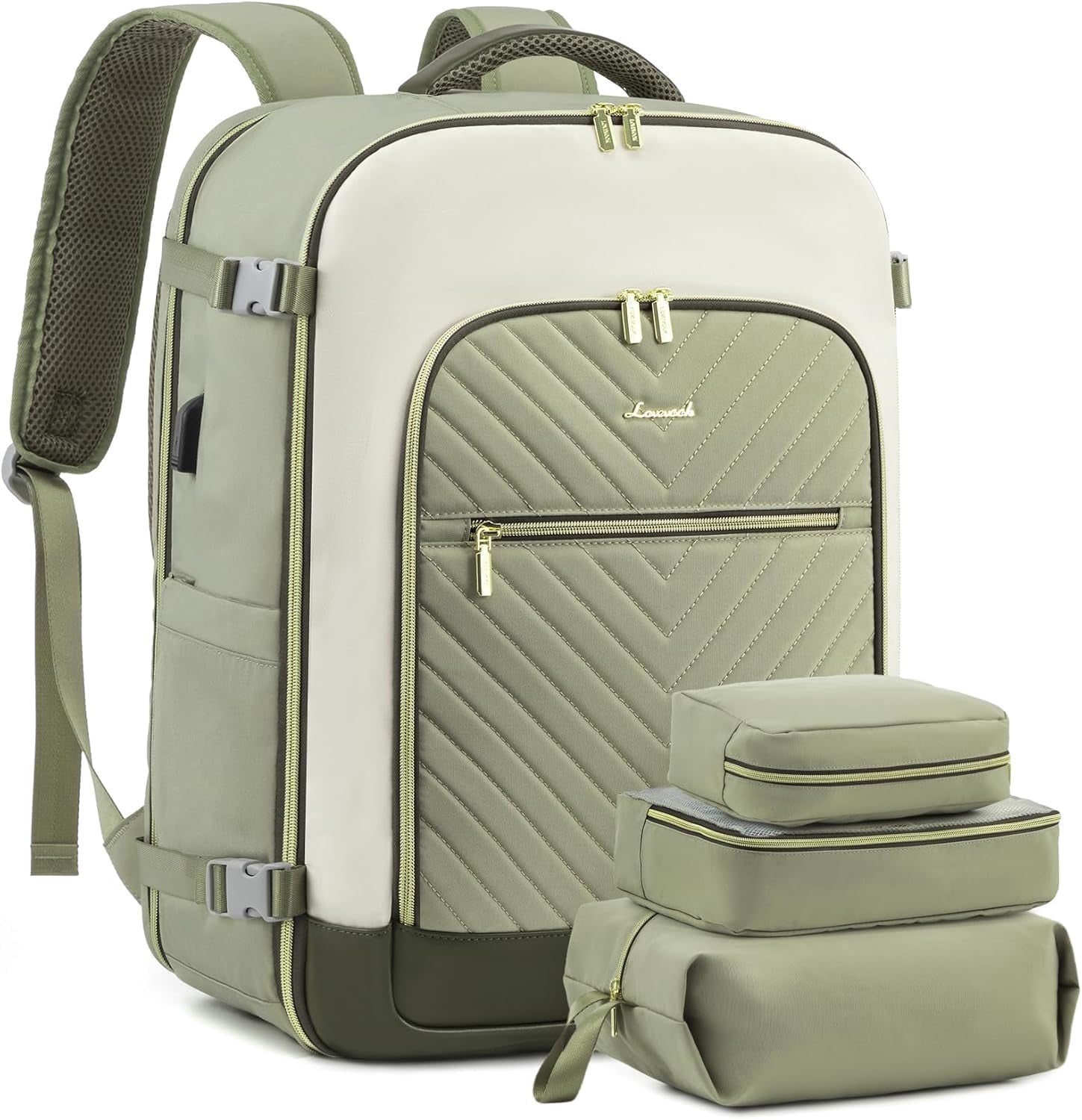 Lovevook Travel Backpack Men Women, 40L Expandable Carry-On Luggage Backpack Set Airline Approved, Larger Personal Item Travel Bag Suitcase Weekender Overnight Bag