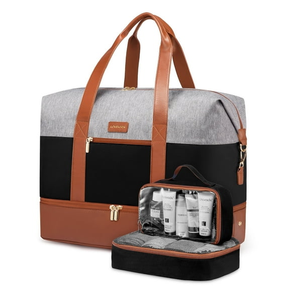 Lovevook Travel Duffel Bag for Women, Large Weekender Overnight Bag, Carry-on Gym Bag with Separate Shoes Compartment, Mom Hospital Bags for Labor and Delivery with 2 Packing Cubes