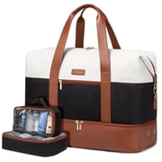 Lovevook Travel Duffel Bag for Women, Large Weekender Overnight Bag, Carry-on Gym Bag with Separate Shoes Compartment, Mom Hospital Bags for Labor and Delivery with 2 Packing Cubes