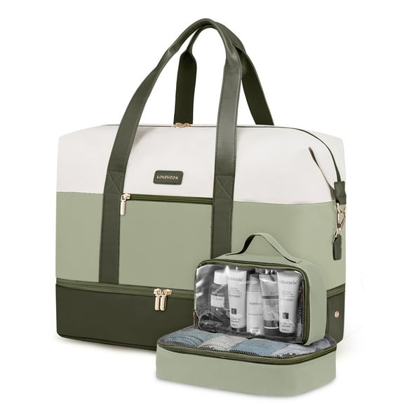 Lovevook Travel Duffel Bag for Women, Large Weekender Overnight Bag, Carry-on Gym Bag with Separate Shoes Compartment, Mom Hospital Bags for Labor and Delivery with 2 Packing Cubes