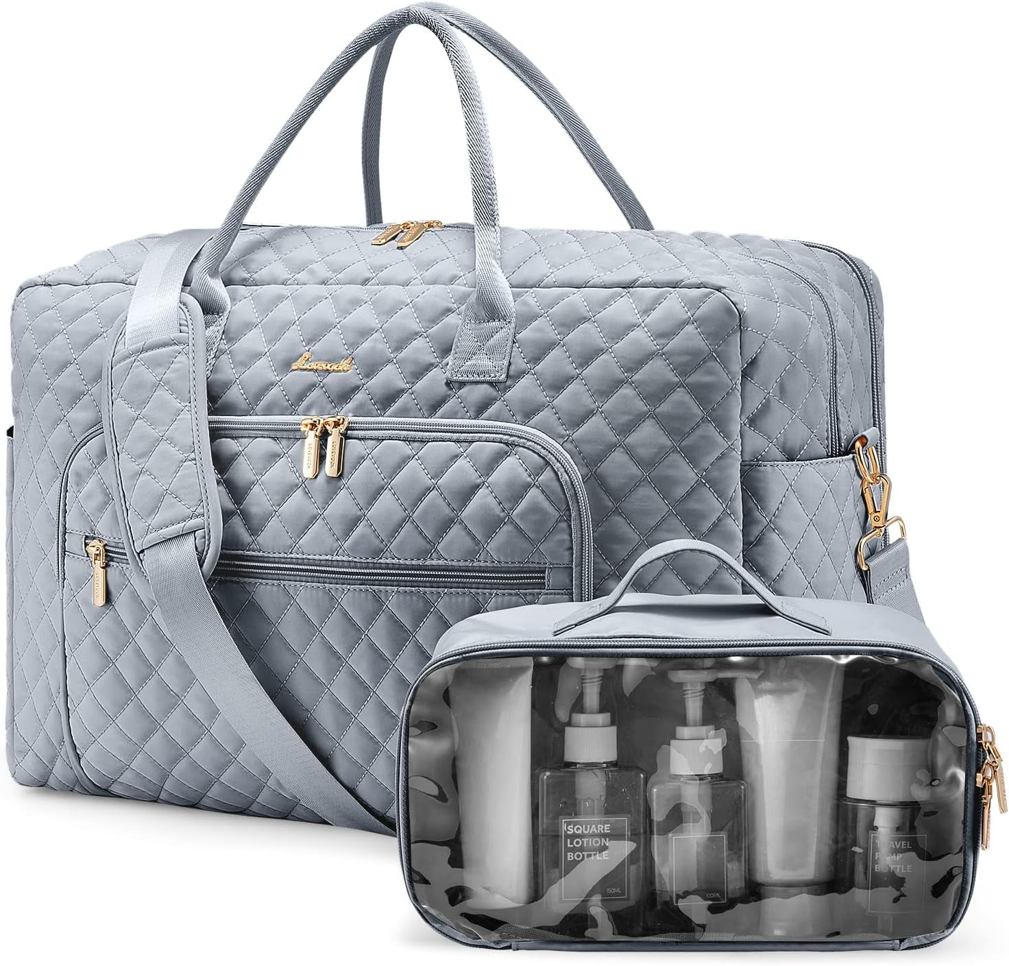 Gym Bag for Women, Duffle Bag with Toiletry Bag with Wet Pocket