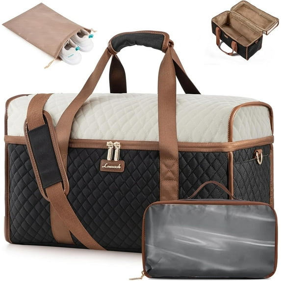Lovevook Travel Duffle Bag, Quilted Weekender Overnight Bag with Toiletry Bag, Gym Beach Mummy Hospital Bag with Wet Pocket