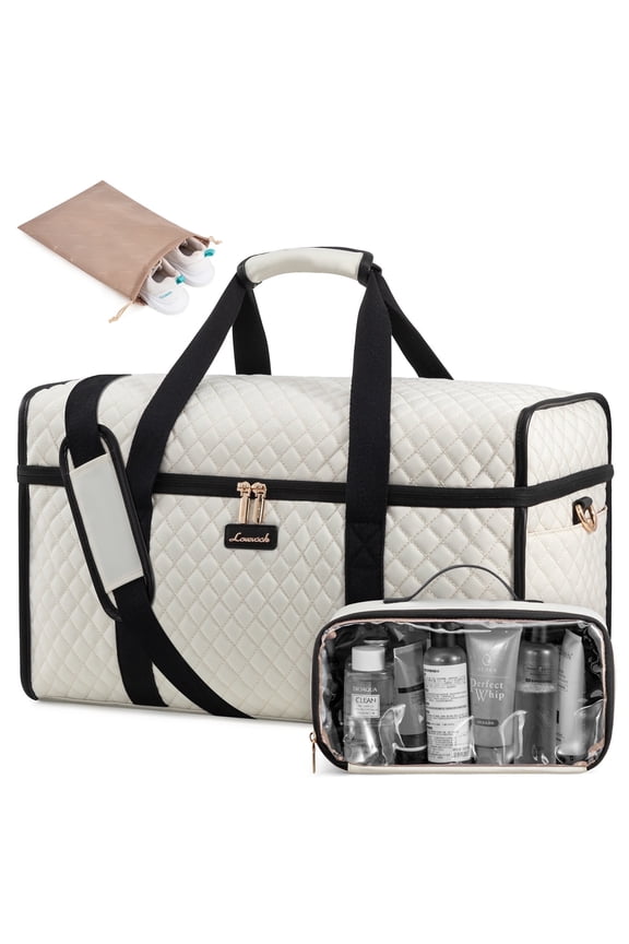 Travel Duffle Bag, Quilted Weekender Overnight Bag with Toiletry Bag, Gym Beach Mummy Hospital Bag with Wet Pocket