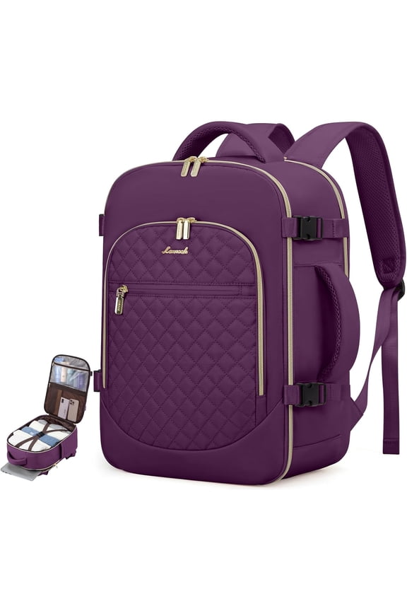 Travel Laptop Backpack, Waterproof Carry-on Luggage Backpack Flight Approved Fit 17.3" Laptop,40L Suitcase Daypack Business College Weekend Overnight Bag with 3 Packing Cubes