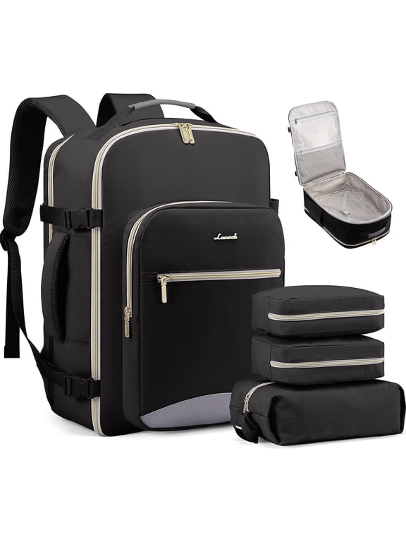 Travel Luggage Backpack,Laptop Backpack for Women 17.3",40L Waterproof Carry-on Business Daypack Flight Approved Large Weekender Overnight Bag with 3 Packing Cubes