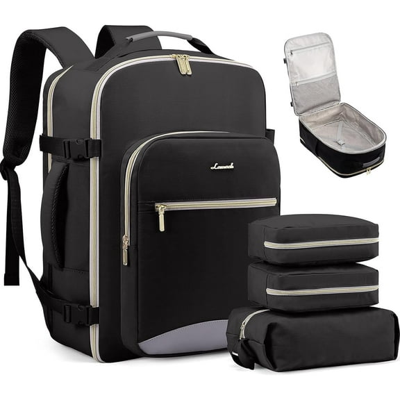 Lovevook Travel Luggage Backpack,Laptop Backpack for Women 17.3",40L Waterproof Carry-on Business Daypack Flight Approved Large Weekender Overnight Bag with 3 Packing Cubes