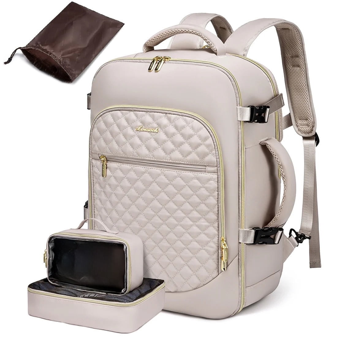 Lovevook Women's Waterproof Fabric 17.3" Laptop Backpacks, Nude