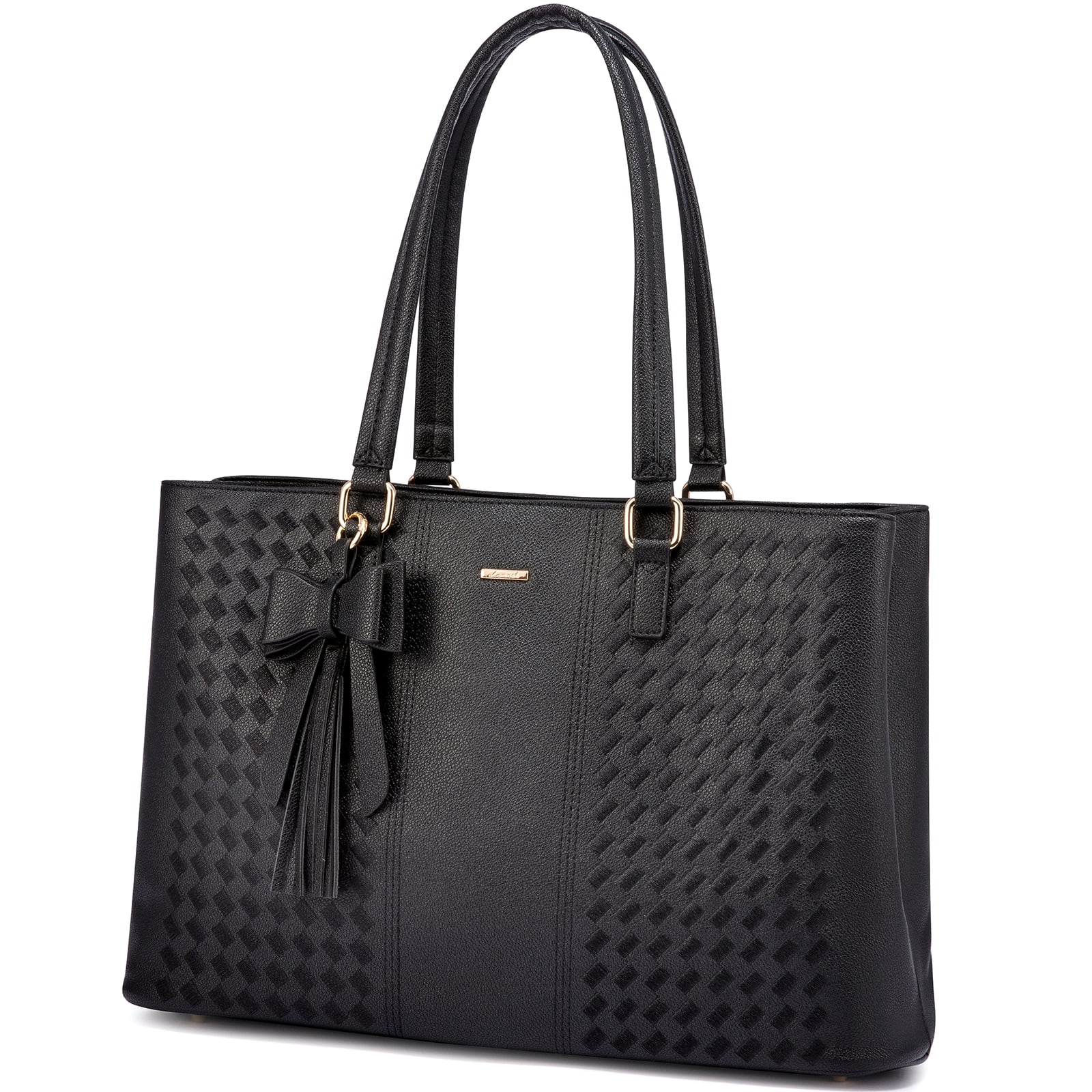 Lovevook Fashion Classic Women s Purse Set 3pcs Tote Bag Shoulder Satchel Clutch with External Pocket Black Walmart