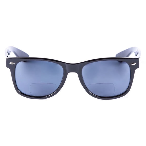 "Lovin Rays" Classic Polarized Nearly Invisible Line Bifocal Sunglasses - Gloss Black - 2.00