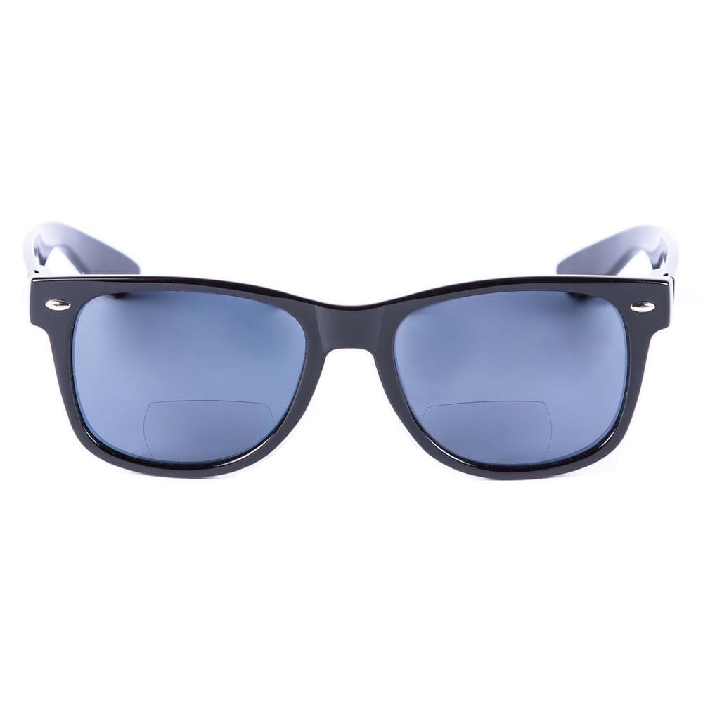 "Lovin Rays" Classic Polarized Nearly Invisible Line Bifocal Sunglasses - Gloss Black - 2.50