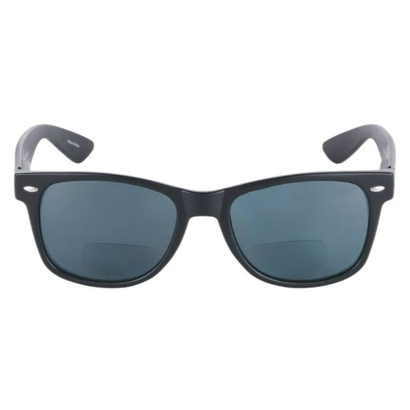 "Lovin Rays" Classic Polarized Nearly Invisible Line Bifocal Sunglasses - Matte Black - 2.00