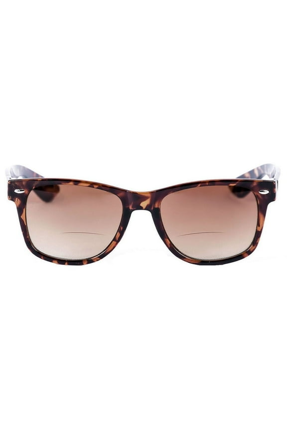"Lovin Rays" Classic Polarized Nearly Invisible Line Bifocal Sunglasses - Tortoise - 3.00