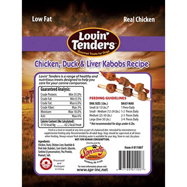 Lovin Tenders' Chicken, Duck and Liver Kabobs Dog Treats (2 16 oz Bags)