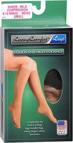 GROSSYGLOW Loving Comfort Fashion Knee High Stockings Sheer Mild Small Beige Color 1 Pair