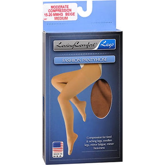 Loving Comfort Fashion Pantyhose, Medium, Beige