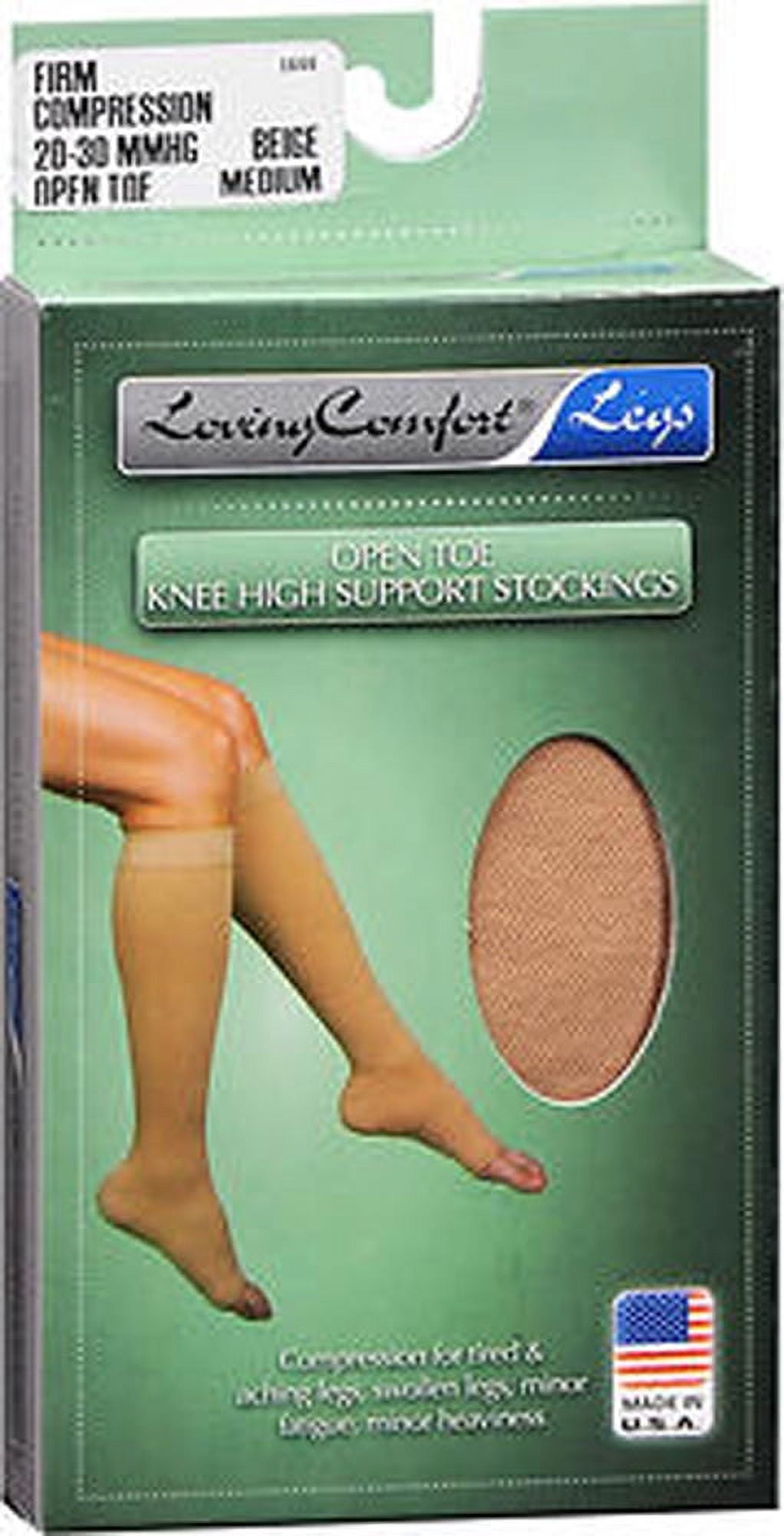 Loving Comfort Firm Compression Open Toe Knee High Stockings, 2030