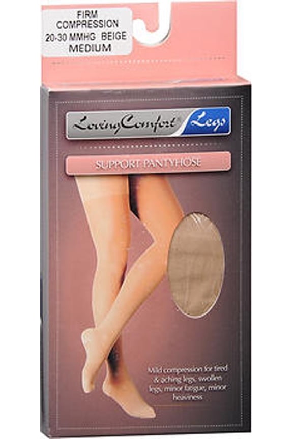 Loving Comfort, Legs, Support Pantyhose, Firm Compression, 20-30, Beige, Medium - 1ea