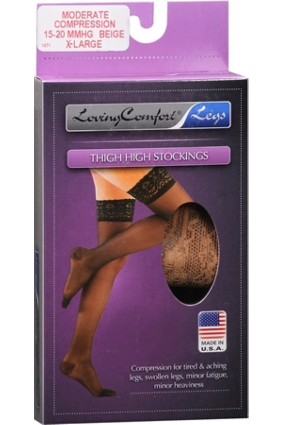 Thigh High Stockings Moderate Beige Extra Large 1 Pair (Pack of 6)