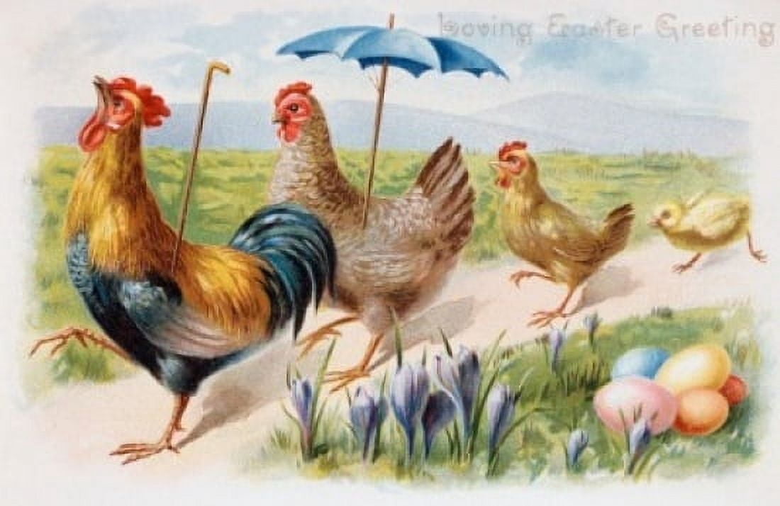 Loving Easter Greetings c1900 Nostalgia Cards Canvas Art - (24 x 36)