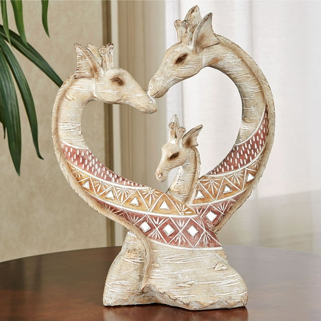 Loving Family Giraffe Table Sculpture - Whitewash - Loving Giraffes 