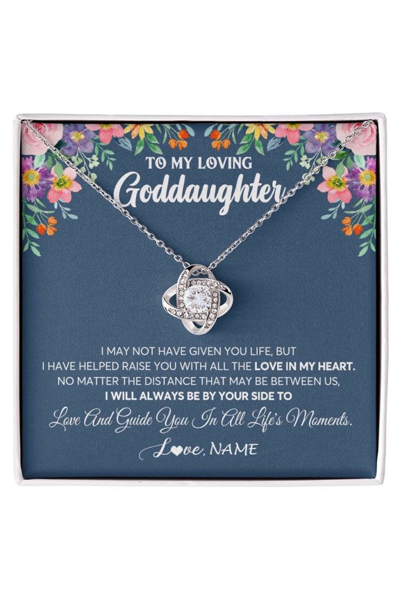 Loving Goddaughter No Matter The Distance Necklace, White Love Knot Necklace
