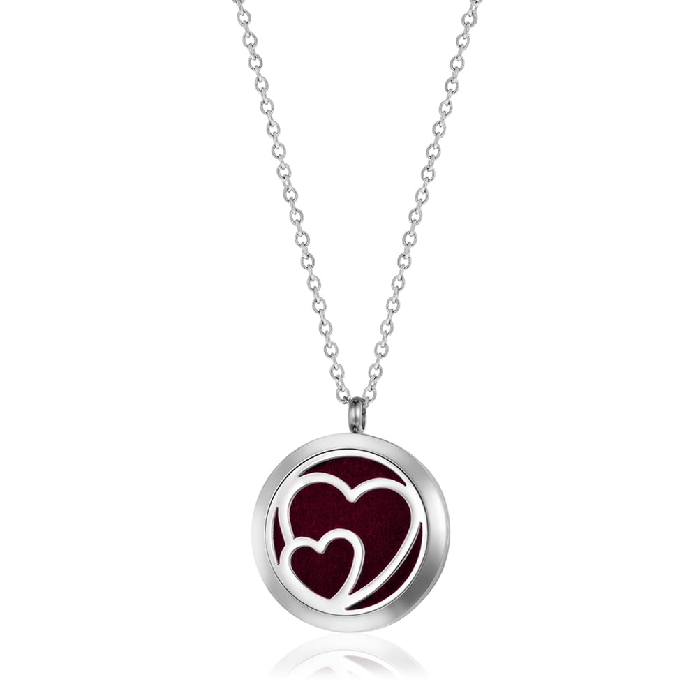 Loving Heart Aromatherapy Oil Lockets Jewelry Essential Oil Diffuser Necklace Scent Jewelry with Gift Box