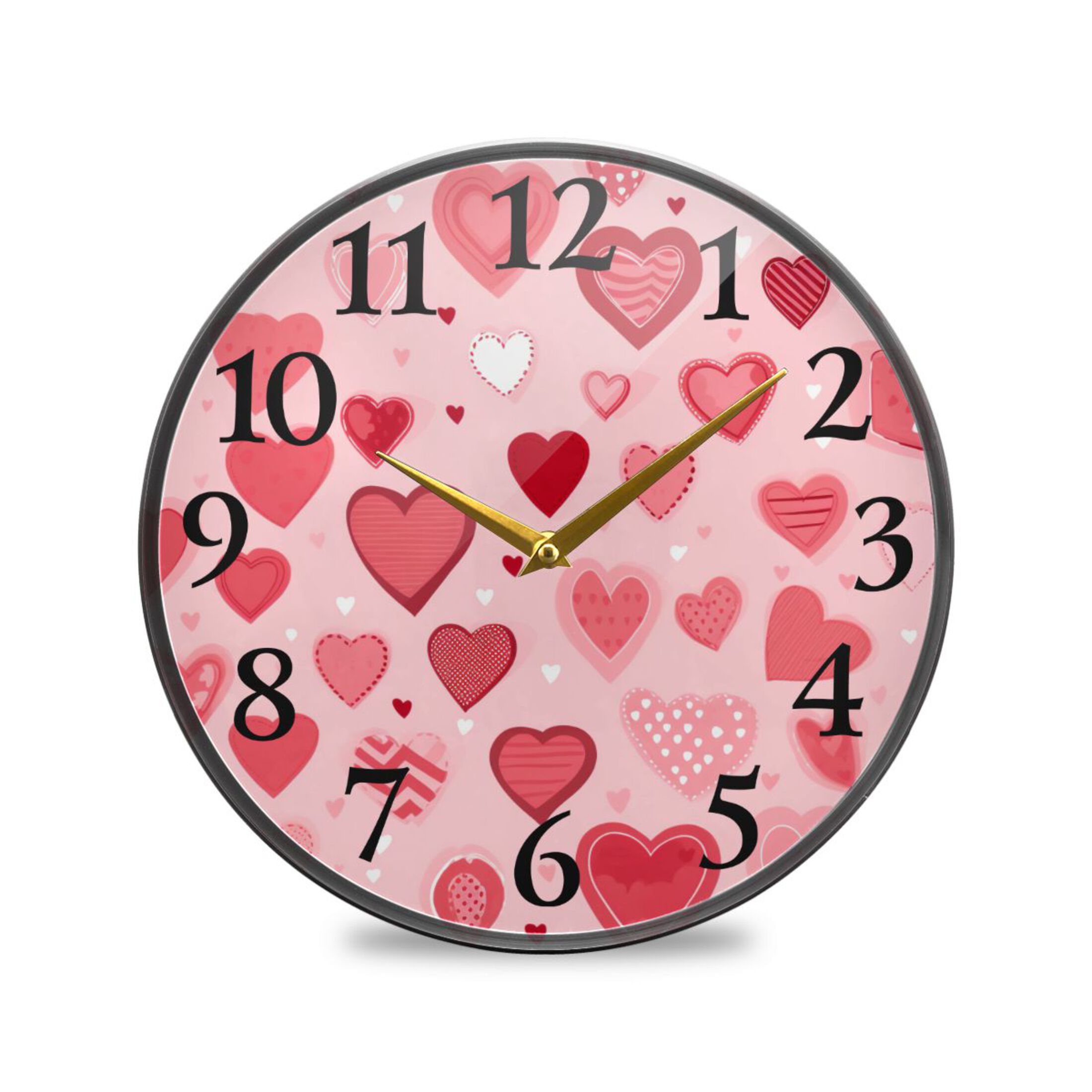 Loving Heart Wall Clocks Battery Operated 9.5 Inch Round Clock Acrylic