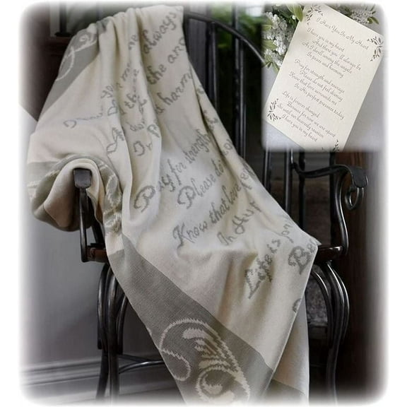 Loving Memories Memorial Gift Modern Knit Throw with Sympathy Poem Woven in Blanket, 50" x 70"