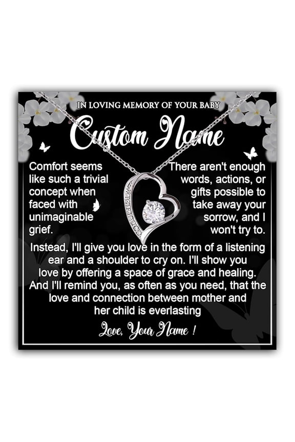 In Loving Memory Necklace, Sympathy Loss Of Loved One, Miscarriage Mothers, Condolences Loss, Bereavement Loss Of Father Mom, Dad, Son #2096, Gold Forever Love Necklace