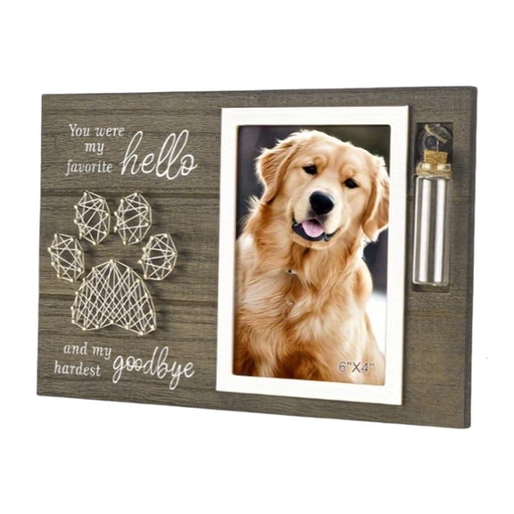 Loving Message Photo Frame Pet Memorial Picture Frame with Small Glass Bottle for Dog Cats Lover Sympathy Decors