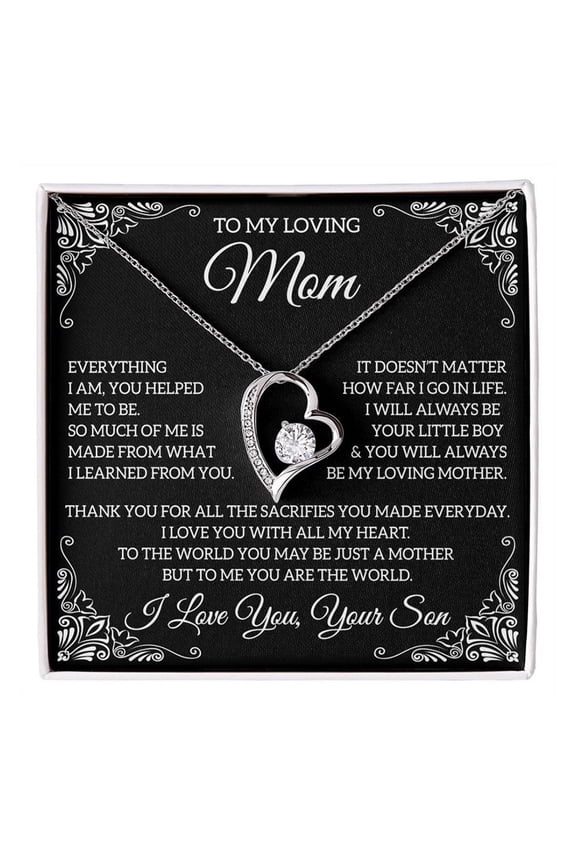 To My Loving Mom, Gift From Son, Mom Gift Mom Necklace, Forever Love Necklace, Necklaces with Meaningful Messages Card Inside, unique gift ideas, Thoughtful and useful gift for your loved