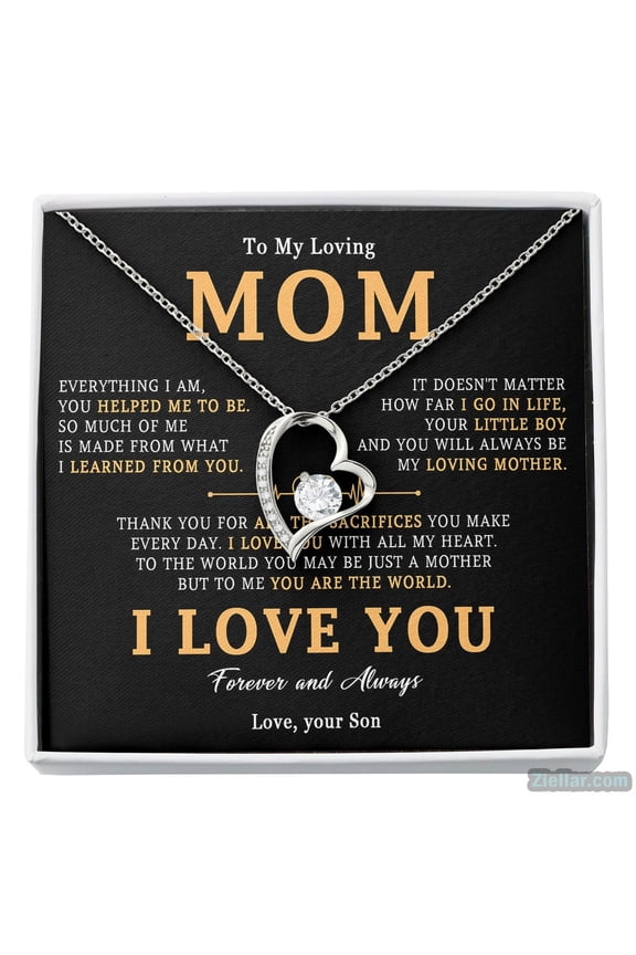To My Loving Mom Mother'S Day Jewelry From Son Necklace, A Meaningful Necklace Perfect For Anniversaries, Birthdays, Valentine V7047, White Forever Love Necklace