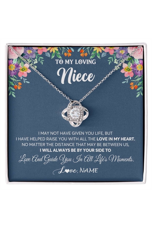 Loving Niece No Matter The Distance Necklace, White Love Knot Necklace