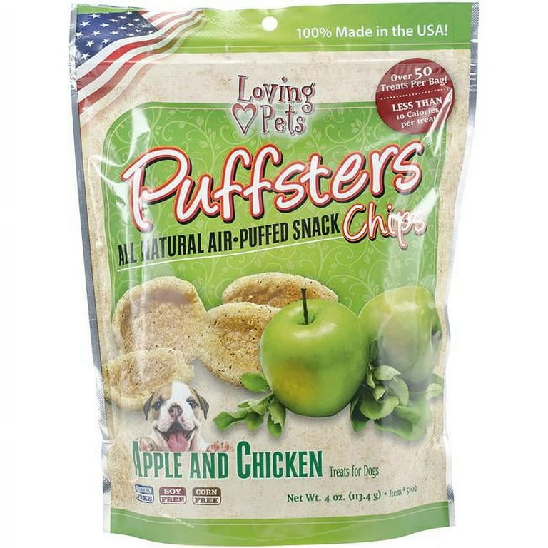 Loving Pets Puffsters Chips Apple and Chicken Dog Air Puffed Treats Loving Pets Puffsters Chips Apple and Chicken Dog Air Puffed Treats