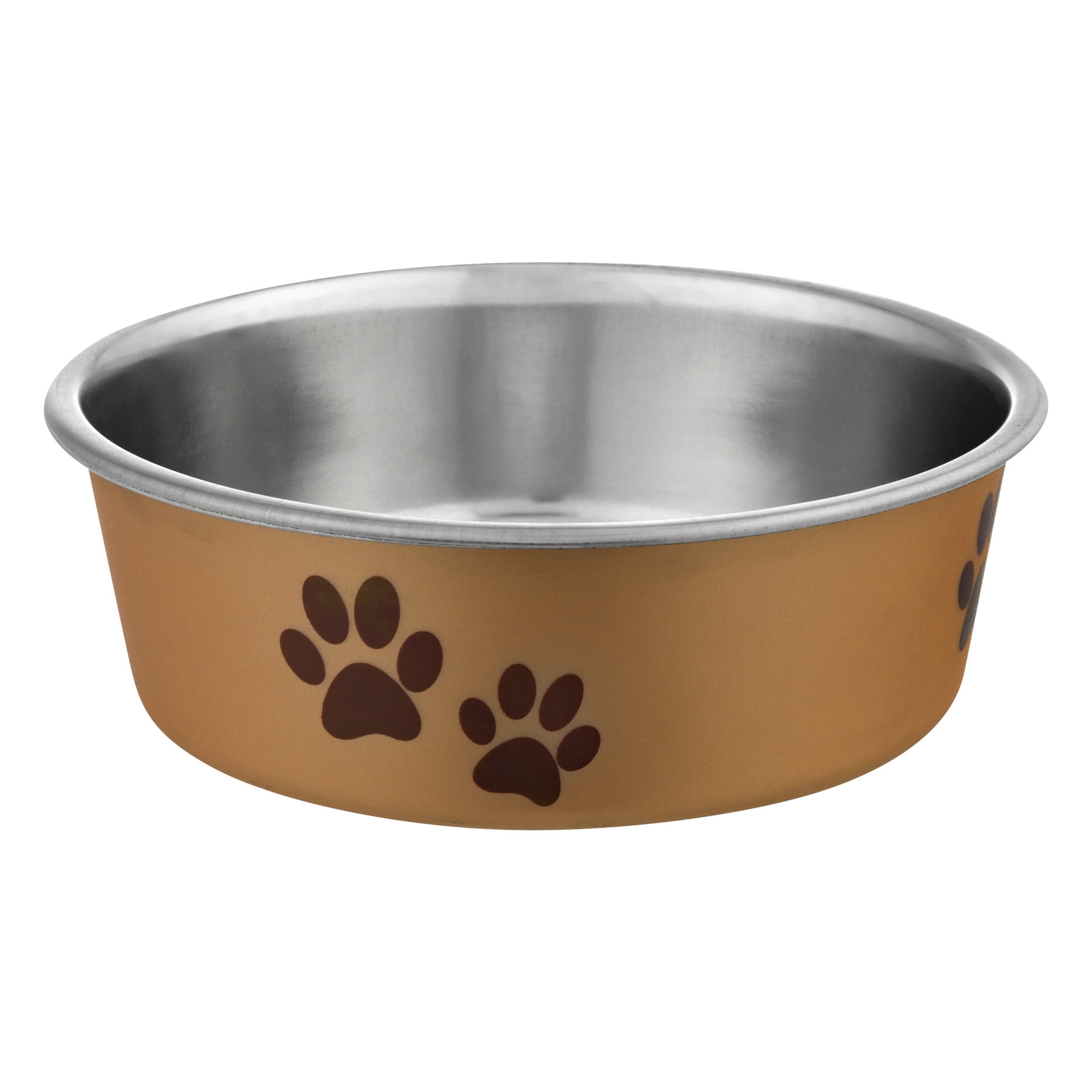 Small Champagne Stainless Steel Pet Bowl with Rubber Base