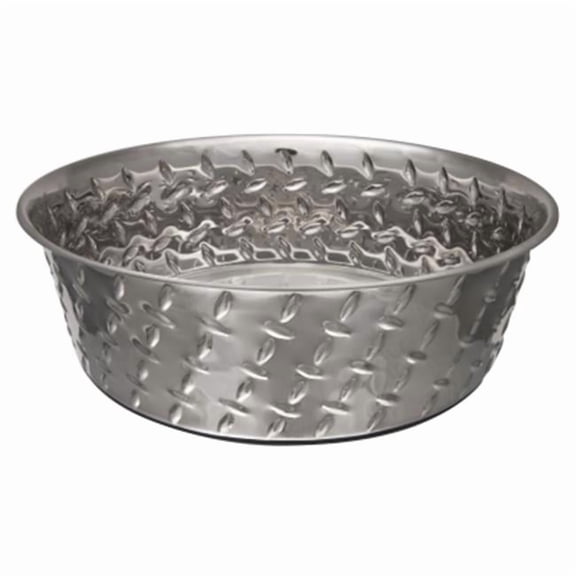 Loving Pets Diamond Plate Bowl - Silver - 3 Quart - Durable Design