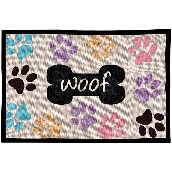 Loving Pets Fashion Mat Woof with Multi Paws Multi-Color