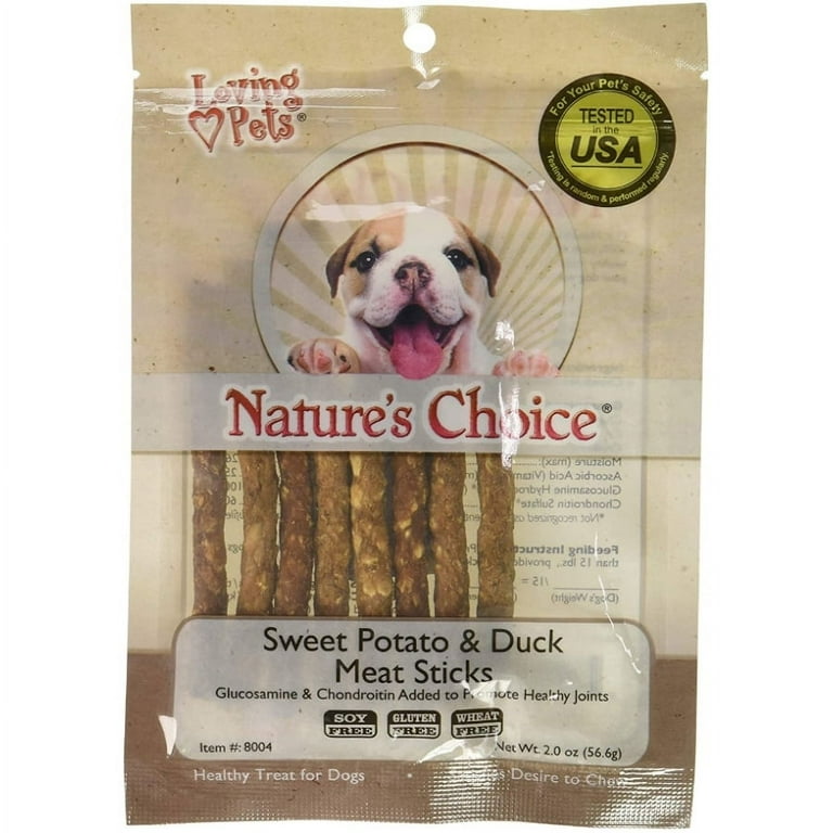 Loving Pets Nature s Choice Sweet Potato Duck Meat Sticks Dog Treats Packaged 2 oz