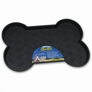 Loving Pets Products Black Bella Spill-Proof Bone Shaped Dog Mat - 23.5 x 17.5 in.
