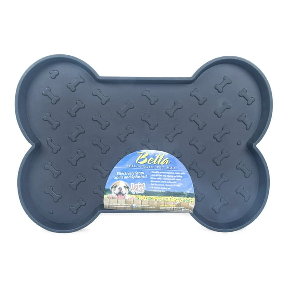 Loving Pets Products LP7355 Bella Spill-Proof Bone Shaped Dog Mat - Black