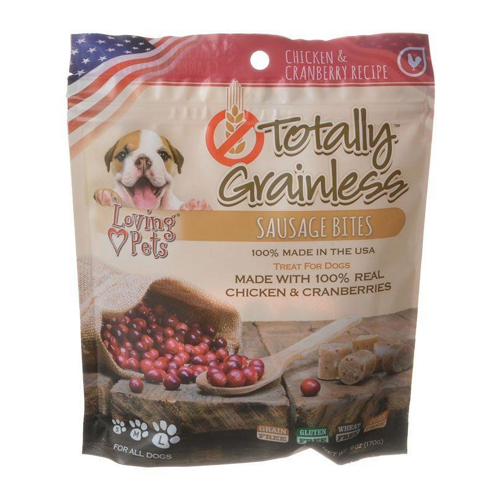 Loving Pets Totally Grainless Grain Free Chicken and Cranberry Recipe Sausage Bites Dog Treats Loving Pets Totally Grainless Grain Free Chicken and Cranberry Recipe Sausage Bites Dog Treats