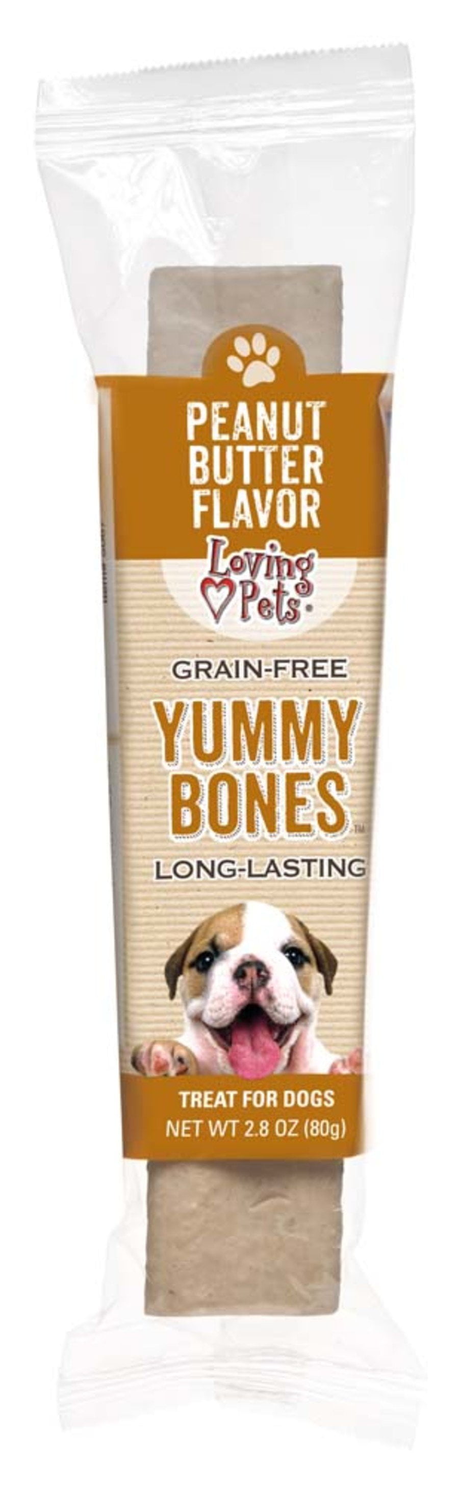 Loving Pets Yummy Bone Flavor Filled Dog Treat Peanut Butter, 2.8 oz
