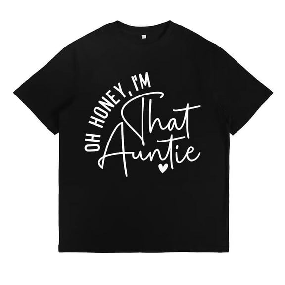 Loving Quote for the Cool and Caring Auntie Print Womens T Shirts Adorable Graphic Tees Casual Tops Black,4XL